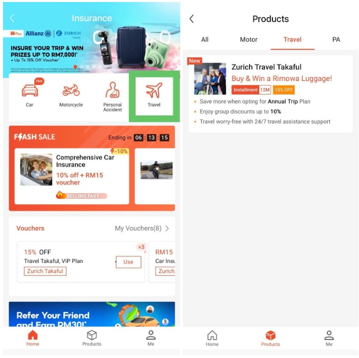 ShopeePay Zurich Travel Takaful
