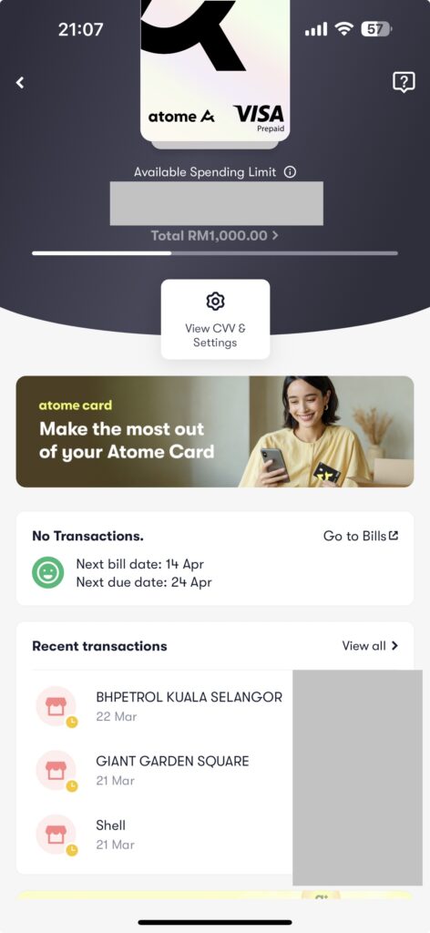Atome BNPL card